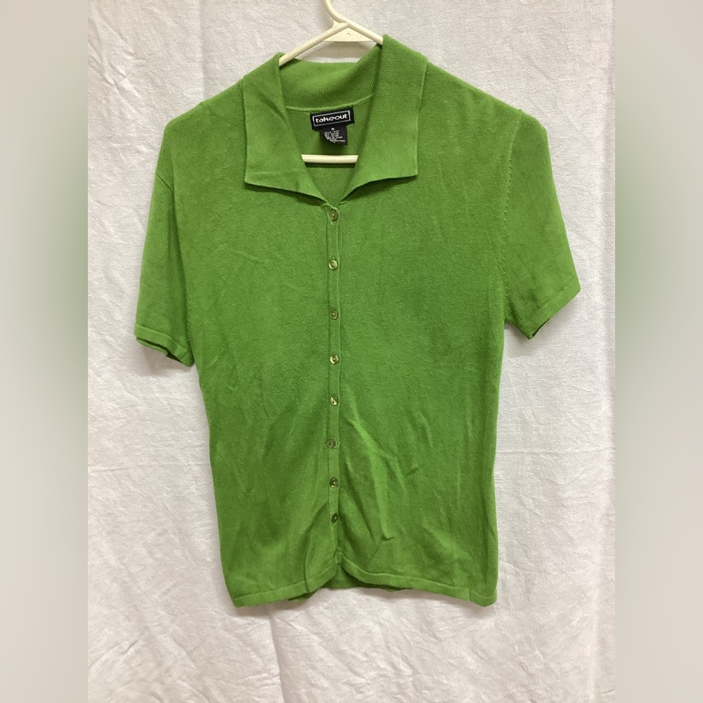 Takeout Green Casual Button Down Shirt
